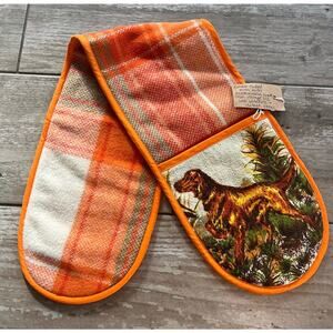 Double-Ended Oven Mitts Made from Vintage NZ Wool Blankets Orange Irish Setter